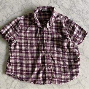 Brandy Melville Flannel Button Up Crop Top